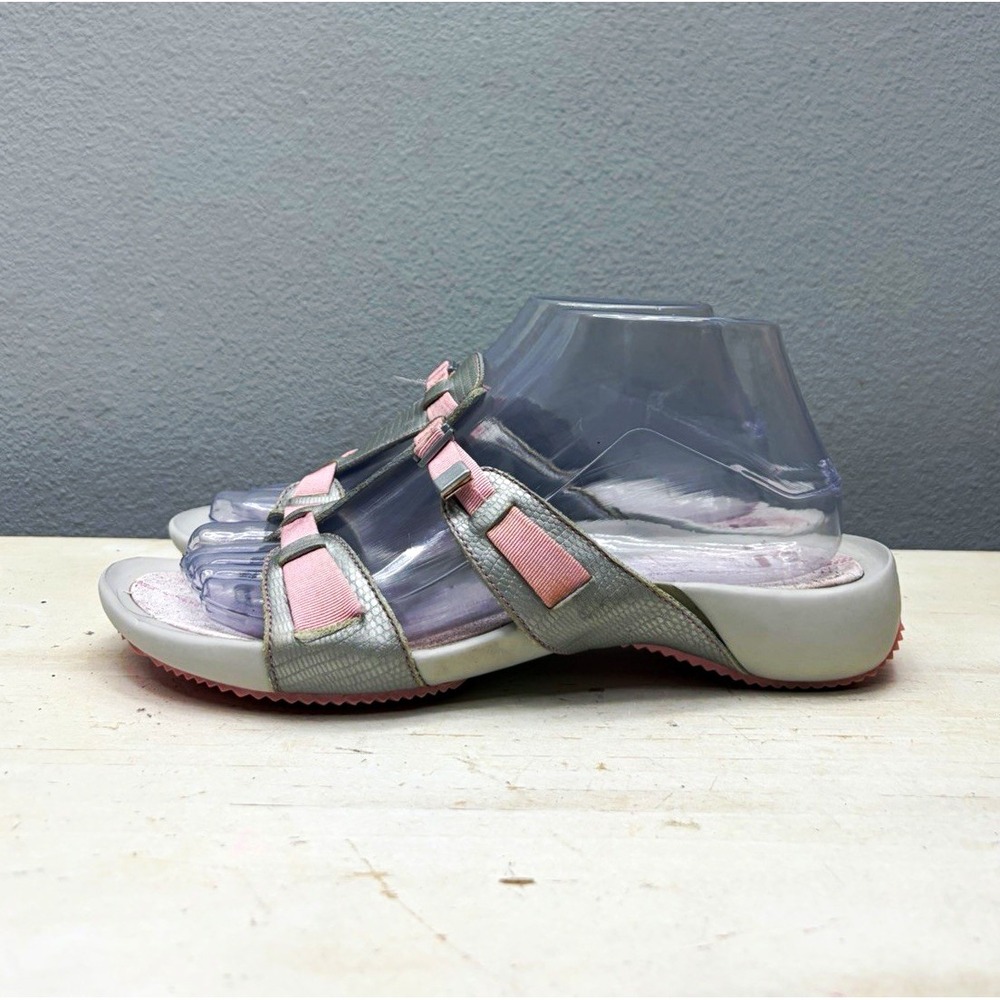 G Series Gray Pink Leather Hook & Loop Slide Sandals Women's Size 8